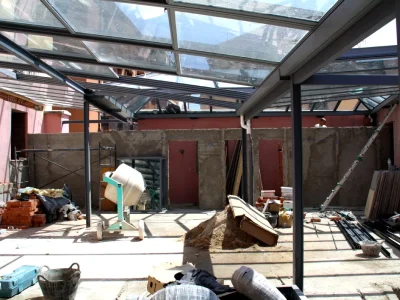 Proceso de obra de la terraza del restaurante